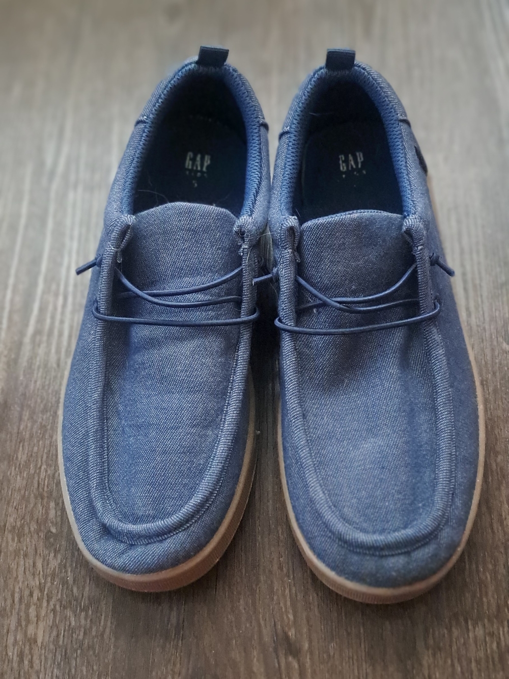 GAP Kids Denim Blue Canvas Moc Toe Slip-On Loafers Sneaker Size 5